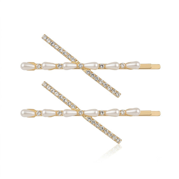 Close-up of the Intersection Pearl slide Hair Pin showing pearl detail