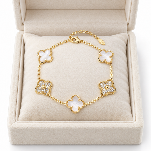 White Crystal Alt Clover Bracelet