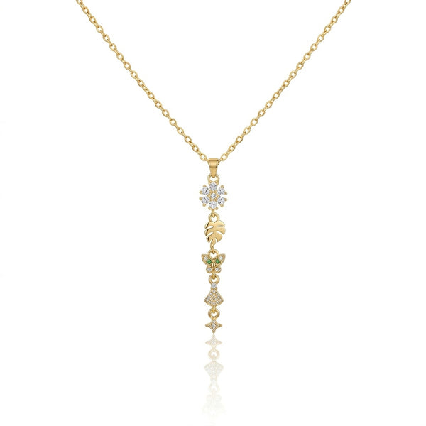 Dainty Flower Charm Pendant Necklace