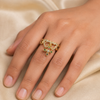 Heart Link Cross Charm Ring