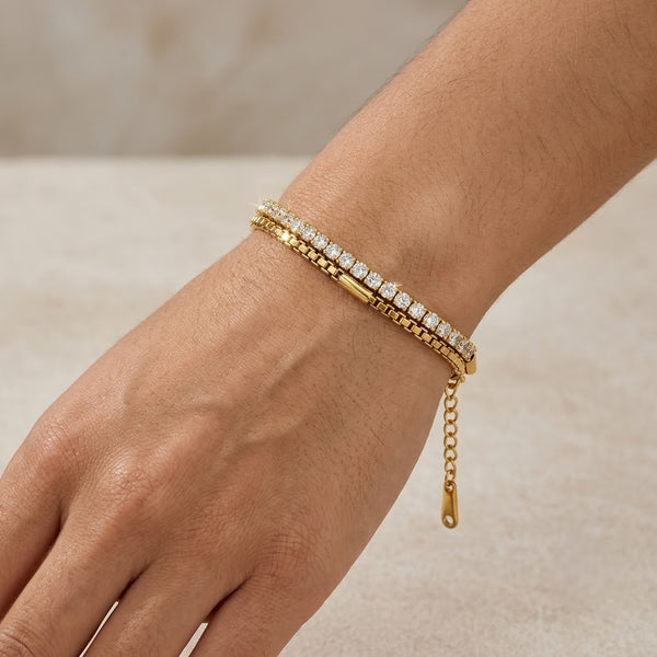 Golden Glamour Layered Bracelet