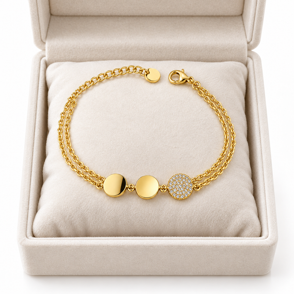 Minimal Studded Gold Coin Bracelet
