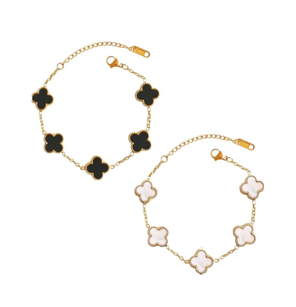B&W Side Clover Bracelet