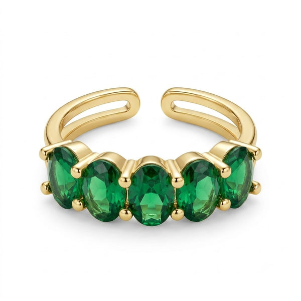 Emerald Oval Crystal Ring