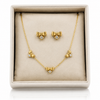 Bow Crown Heart Charm Necklace with Earrings
