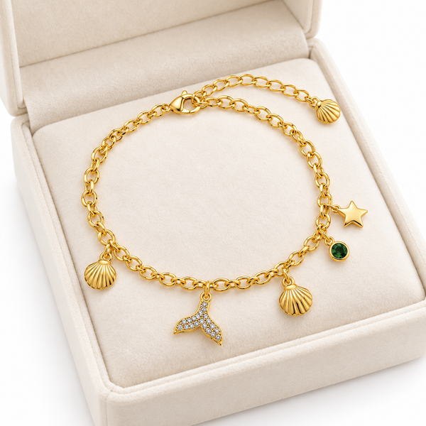 Studded Fin Charms Bracelet
