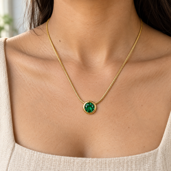 Emerald Minimal Necklace