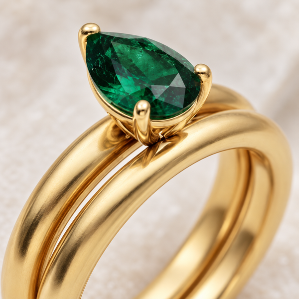 Emerald Pear Cut Ring