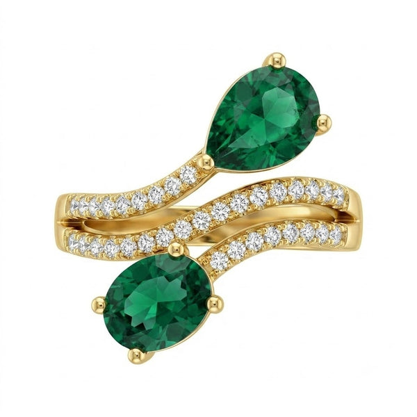 Emerald Wave Studded Ring