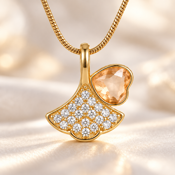 Studded Fin Heart Necklace