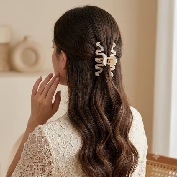 Wave Hair Claw Clips worn on model – styled for women