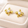 Gold Flower with Pearl Earrings