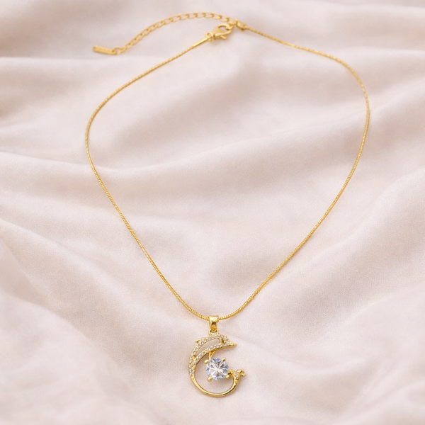 Dolphin around crystal Necklace