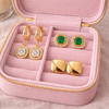 Emerald embellished border earring set
