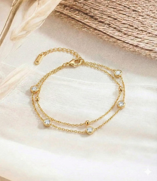 Double Layer Stone Stud Bracelet