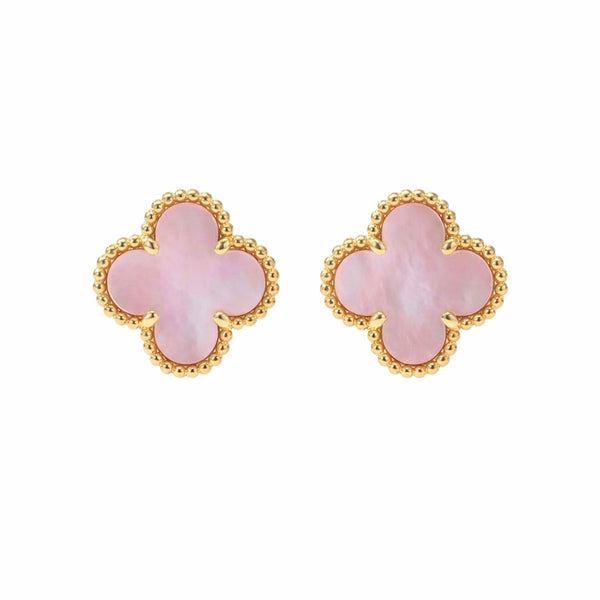 Marble Pink Clover Earring