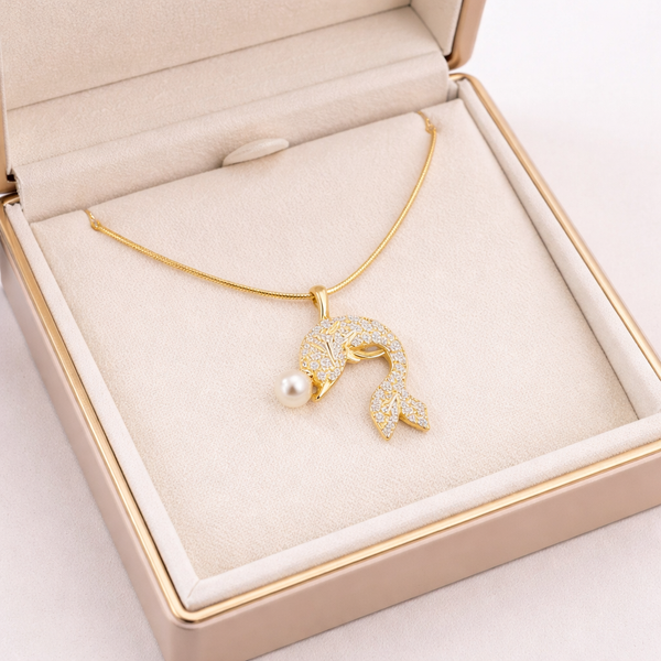 Rhinestone Studded Dolphin Necklace