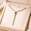Emerald dangle long heart necklace