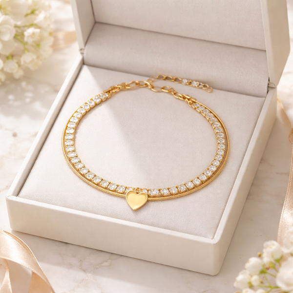 Double chain nene heart bracelet