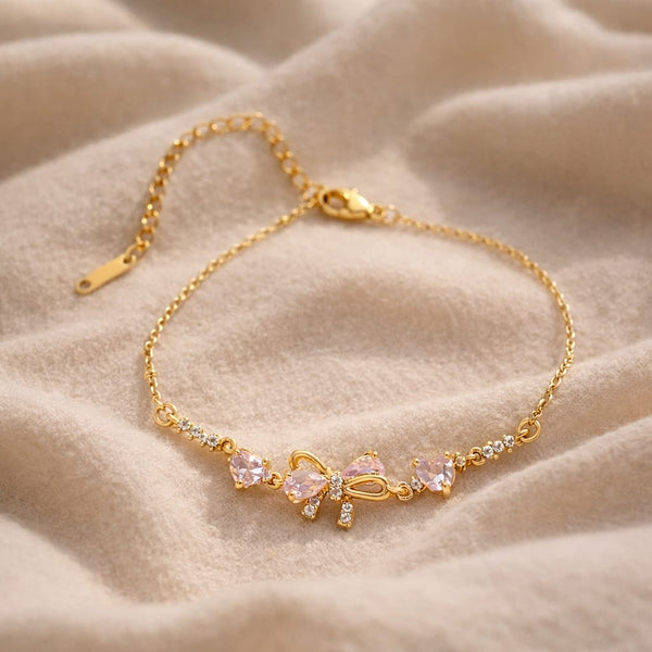 Pink Crystal Bow Bracelet