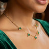 Emerald Stone Charms Necklace with Earrings