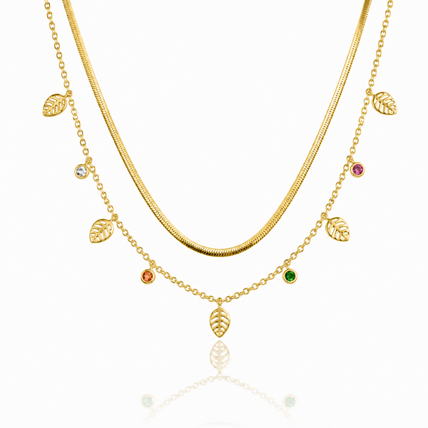 Dual Layer Leaf Charm Necklace