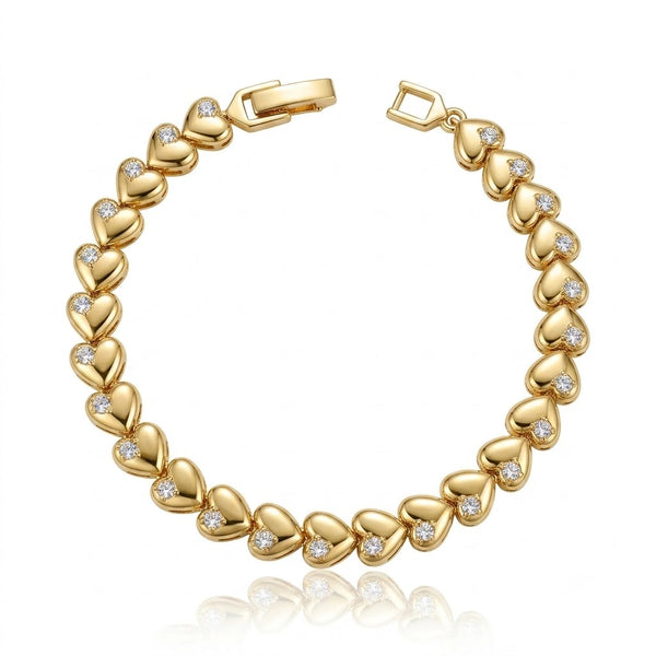 Diamond Stud Heart Link Bracelet