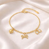 Bow heart charm link chain Bracelet