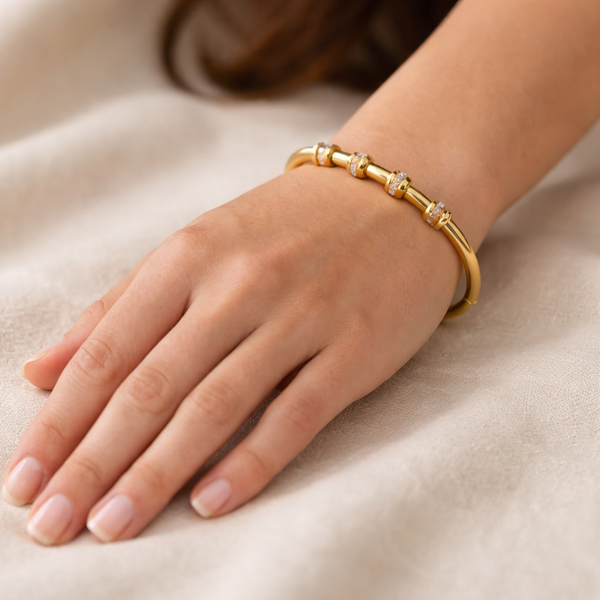 Solid Gold Studded Beads Bracelet