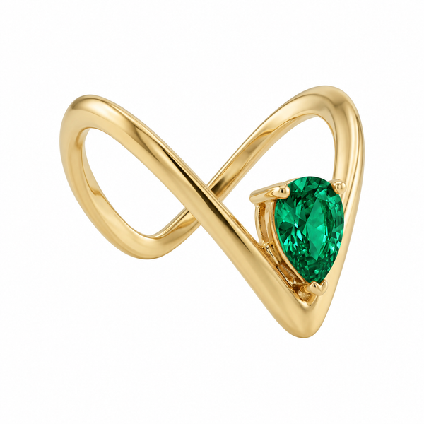Emerald Drop V Ring