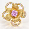 Gold Flower Lavi Crystal Earring