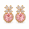 Pink Ball Crystal Flower Earrings