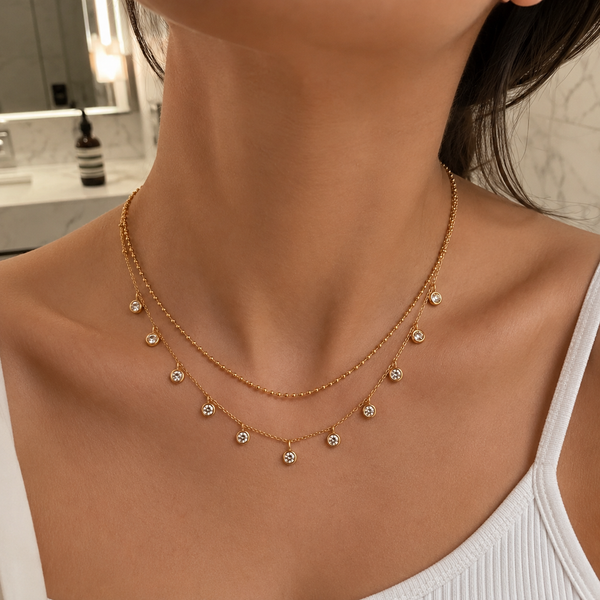 Dual Layer Circle Charm Necklace