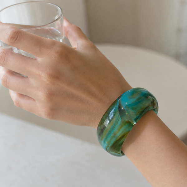Emerald Glass Chunky Bracelet