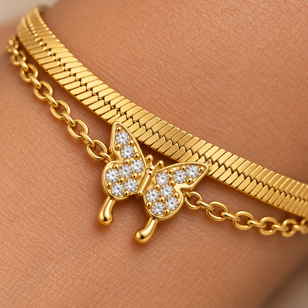 Dual Layer Butterfly Bracelet