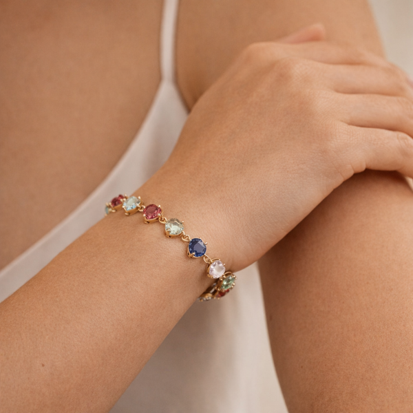 Multicolour Heart Glass Bracelet