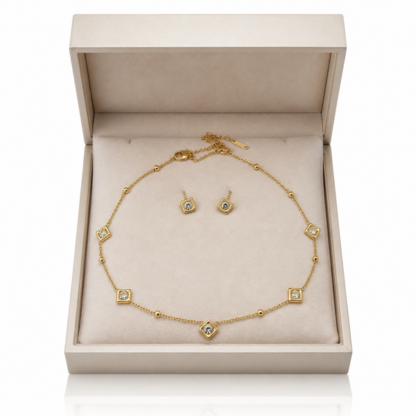 Dainty Bare Glow Necklace with Earrings