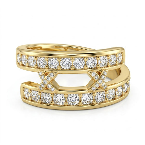 Spiral Studded Cross Ring