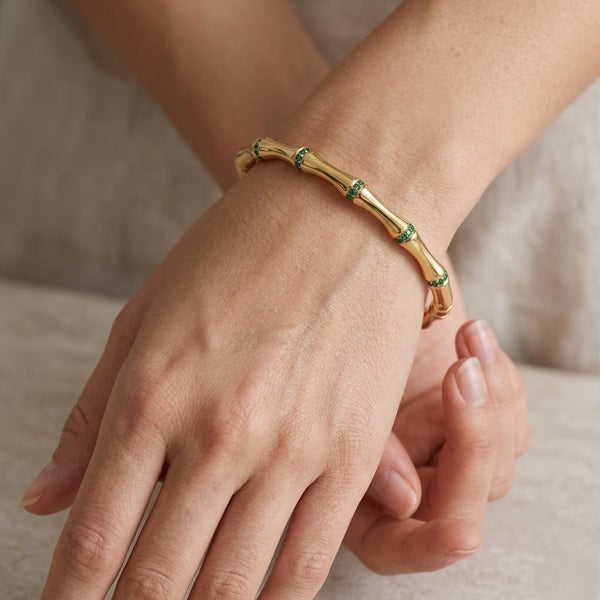 Emerald Line Bamboo Bracelet