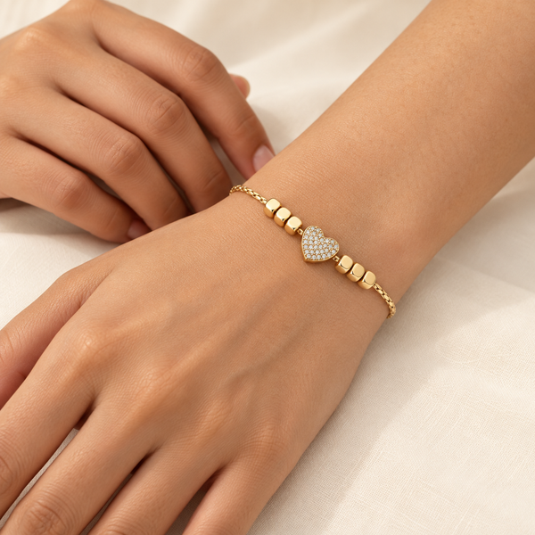 Studded Heart Beads Bracelet
