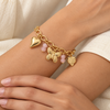 Gold Butterfly Pink Charm Bracelet
