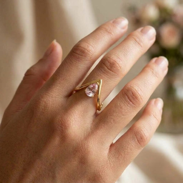 Pink Drop V Ring