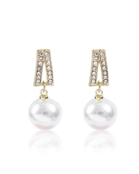 Pearl Twin Line Stud Earrings