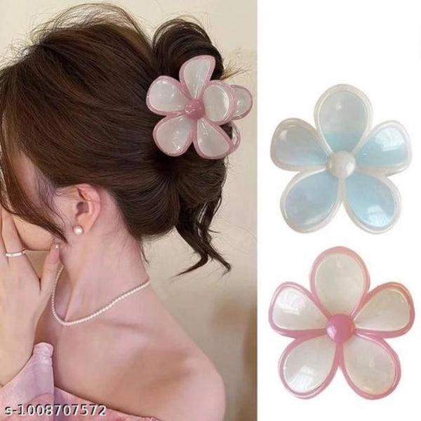 Hawaiian Flower Claw Clip hair claw clip worn on model – styled for women
