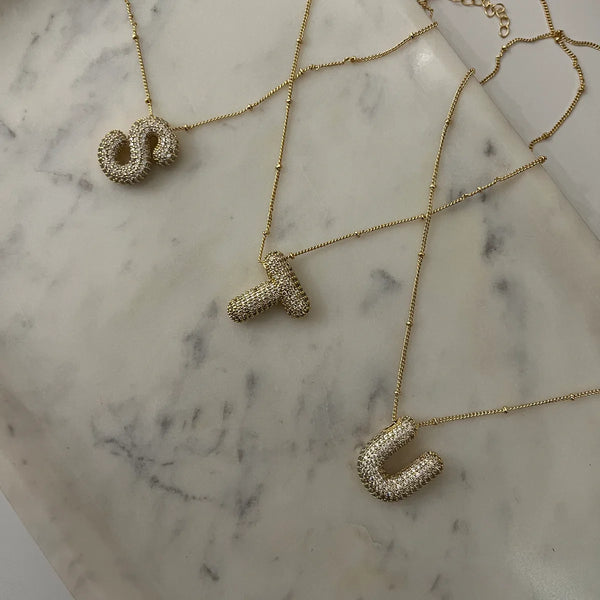 Diamond Studded Bubble Letters~ Necklace