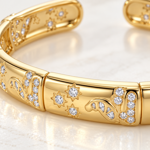 Crystal Carved Cuff Bracelet
