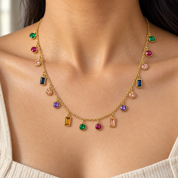 Multicolour Rectangle Chimes Necklace