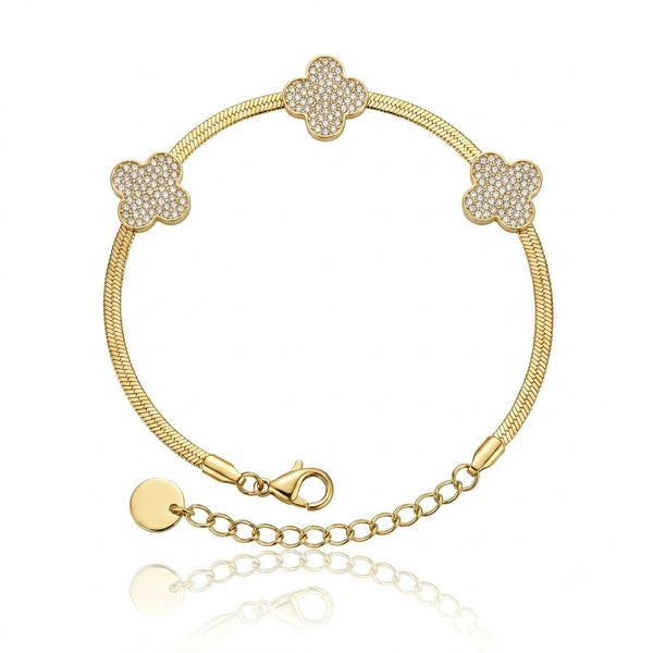 Crystal Clover Snake Chain Bracelet