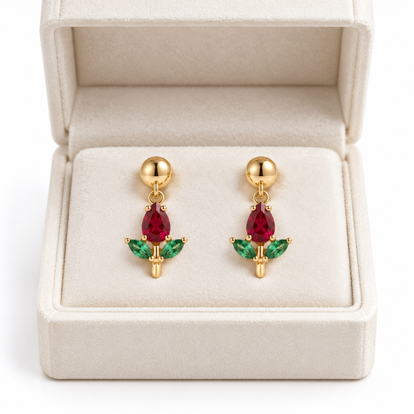 Ruby Tulip Earring