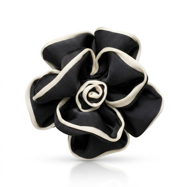 Contrast Black Flower Clip